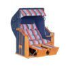 Sonnenpartner Strandkorb "Classic" 2-Sitzer, Halbliegemodell, PVC-Kunststoffgeflecht Blau, Gartenmöbelstoff Turin Royo und uni blau