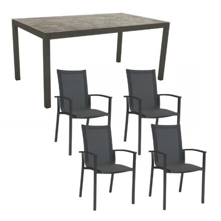 Stern Gartenmöbel-Set "Evoee", Gestelle Aluminium anthrazit, Sitzfläche Textilgewebe karbon, Tischplatte HPL Slate Stone