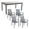 Stern Gartenmöbel-Set "Evoee", Gestelle Aluminium anthrazit, Sitzfläche Textilgewebe silberfarben, Tischplatte HPL Metallic grau
