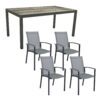 Stern Gartenmöbel-Set "Evoee", Gestelle Aluminium anthrazit, Sitzfläche Textilgewebe silberfarben, Tischplatte HPL Tundra grau