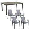 Stern Gartenmöbel-Set "Evoee", Gestelle Aluminium anthrazit, Sitzfläche Textilgewebe silberfarben, Tischplatte HPL Zement