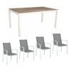 Stern Gartenmöbel-Set "Evoee", Gestelle Aluminium weiß, Sitzfläche Textilgewebe silberfarben, Tischplatte HPL Ferro