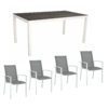 Stern Gartenmöbel-Set "Evoee", Gestelle Aluminium weiß, Sitzfläche Textilgewebe silberfarben, Tischplatte HPL Nitro
