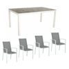 Stern Gartenmöbel-Set "Evoee", Gestelle Aluminium weiß, Sitzfläche Textilgewebe silberfarben, Tischplatte HPL Slate Stone
