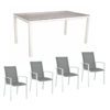 Stern Gartenmöbel-Set "Evoee", Gestelle Aluminium weiß, Sitzfläche Textilgewebe silberfarben, Tischplatte HPL Smoky