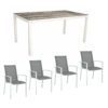 Stern Gartenmöbel-Set "Evoee", Gestelle Aluminium weiß, Sitzfläche Textilgewebe silberfarben, Tischplatte HPL Tundra grau