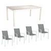 Stern Gartenmöbel-Set "Evoee", Gestelle Aluminium weiß, Sitzfläche Textilgewebe silberfarben, Tischplatte HPL Zement hell