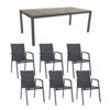 Stern Gartenmöbel-Set mit Stuhl "New Top“ und Gartentisch Aluminium/HPL, Gestelle Aluminium anthrazit, Sitz Textil karbon, Tischplatte HPL Slate Stone