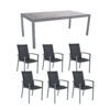 Stern Gartenmöbel-Set "Evoee", Gestelle Aluminium graphit, Sitzfläche Textilgewebe silbergrau, Tischplatte HPL Metallic grau, 200x100 cm