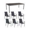 Stern Gartenmöbel-Set "Evoee", Gestelle Aluminium graphit, Sitzfläche Textilgewebe silbergrau, Tischplatte HPL Nitro, 200x100 cm