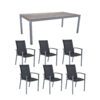 Stern Gartenmöbel-Set "Evoee", Gestelle Aluminium graphit, Sitzfläche Textilgewebe silbergrau, Tischplatte HPL Smoky, 200x100 cm