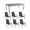 Stern Gartenmöbel-Set "Evoee", Gestelle Aluminium graphit, Sitzfläche Textilgewebe silbergrau, Tischplatte HPL Tundra grau, 200x100 cm