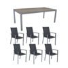 Stern Gartenmöbel-Set "Evoee", Gestelle Aluminium graphit, Sitzfläche Textilgewebe silbergrau, Tischplatte HPL Zement, 200x100 cm