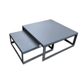 Jati&Kebon "Burford" Loungetisch, Aluminium eisengrau 90x90 cm und 70x70 cm