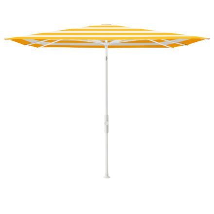 Glatz "Twist", Sonnenschirm, Gestell matt weiss, quadratisch, Dessin 624 - Yellow Stripe (© by GLATZ AG, Schweiz)