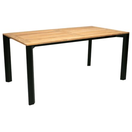 Stern Gartentisch Penta, Gestell Aluminium schwarz-matt, Tischplatte Teakholz, 160x90cm