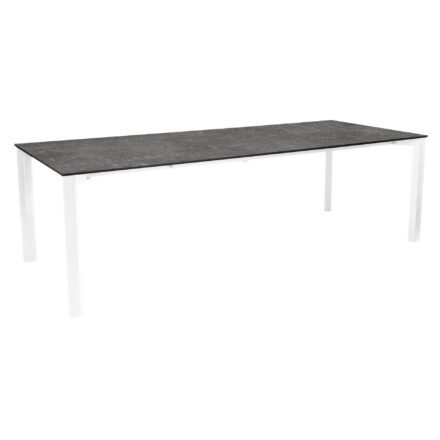Stern Penta Ausziehtisch, Gestell Aluminium weiss, Tischplatte HPL Metallic grau, 200-250x100cm
