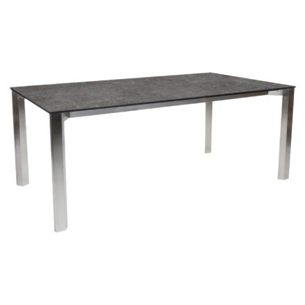 Stern Penta Ausziehtisch, Gestell Edelstahl, Tischplatte HPL Metallic Grau, 160/210x100 cm