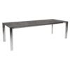 Stern Penta Ausziehtisch, Gestell Edelstahl, Tischplatte HPL Metallic Grau, 200/250x100 cm
