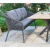 CASA DOMA "Alcamo/Ribera" Diningset 5-tlg, Gestelle Edelstahl anthrazit, Diningbank und -sessel Rundform, Rundrohr-Beine, Sitz Rope anthrazit (vertikal rund), Kissen Tuvatextil® Panama grafito, Tischplatte Teak