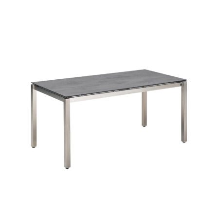 CASA DOMA "Carini" Gartentisch 160x90 cm, Gestell Edelstahl gebürstet, Tischplatte HPL Chromix anthrazit