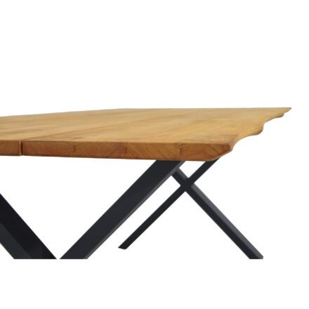 CASA DOMA "Falerna" Gartentisch 210 x 100 cm, Gestell Edelstahl anthrazit, Tischplatte Teakholz mit Baumkante