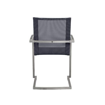 CASA DOMA "Mineo" Freischwinger, Gestell Edelstahl gebürstet, Sitzfläche Textilgewebe Sunproof® Sling schwarz/silber, Armlehnen Aluminium anthrazit