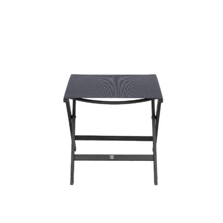 CASA DOMA "Mineo" Fußhocker, Gestell Edelstahl anthrazit, Sitzfläche Textilgewebe Sunproof® Sling schwarz/silber