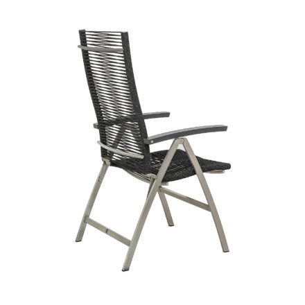 CASA DOMA "Mineo" Klappsessel, Gestell Edelstahl gebürstet, Bespannung Rope anthrazit, Armlehnen Aluminium anthrazit