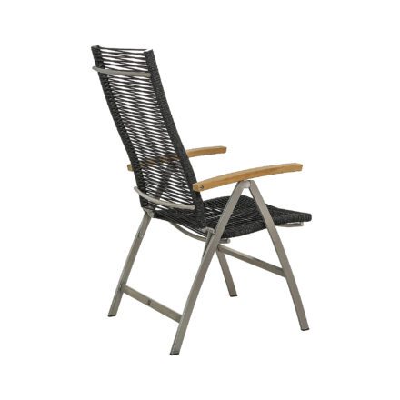 CASA DOMA "Mineo" Klappsessel, Gestell Edelstahl gebürstet, Bespannung Rope anthrazit, Armlehnen Teak
