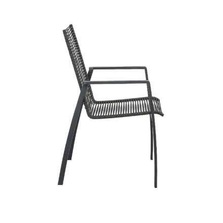 CASA DOMA "Mineo" Stapelstuhl, Edelstahl anthrazit, Bespannung Rope anthrazit, Armlehnen Aluminium
