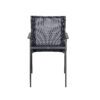 CASA DOMA "Mineo" Stapelstuhl, Gestell Edelstahl anthrazit, Sitzfläche Textilgewebe Sunproof® Sling schwarz/silber, Armlehnen Aluminium schwarz