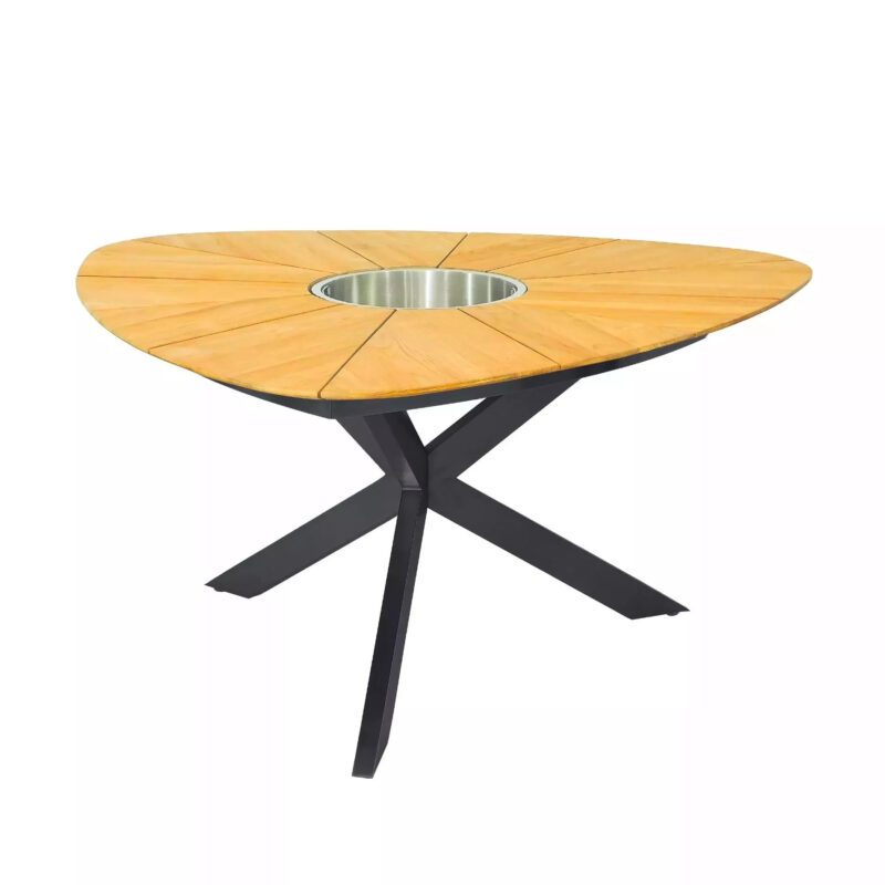 CASA DOMA Saleni Gartentisch, Edelstahl anthrazit/Teak 150×150 cm