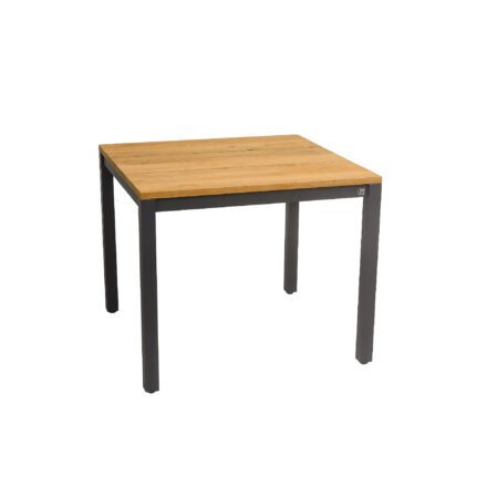 CASA DOMA "Varano" Gartentisch 90x90 cm, Gestell Edelstahl anthrazit, Tischplatte Teak – 3 Planken