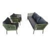 Home Islands "Mekong" Loungeset 3-teilig, Gestell Aluminium schwarz matt, Rope moosgrün, Polster anthrazit
