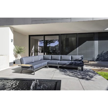 Kettler "Ocean Skid Platform" Loungeset 4-teilig, Alu anthrazit matt, Bezug Agora® brisa plus Universalablagen