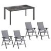 Kettler Gartenmöbel-Set mit "Cirrus" Silver-Line Klappsessel und "Edge" Gartentisch 160x95 cm, Gestelle Alu anthrazit, Sitz Textilgewebe anthrazit-grau, Tischplatte HPL Titanit anthrazit