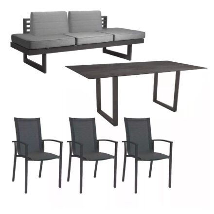 Stern "Evoee/New Holly Dining" Set mit Tisch 200x100 cm, Gestell Aluminium anthrazit, Polster seidengrau, Tischplatte HPL Nitro