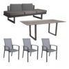Stern "Evoee/New Holly Dining" Set mit Tisch 200x100 cm, Gestell Aluminium anthrazit, Polster schiefergrau, Sitzfläche Stuhl Textil silber, Tischplatte HPL Smoky