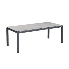 CASA DOMA "Carini" Gartentisch 210x100 cm, Gestell Edelstahl anthrazit, Tischplatte HPL Chromix silber