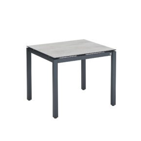 CASA DOMA "Carini" Gartentisch 90x90 cm, Gestell Edelstahl anthrazit, Tischplatte HPL Chromix silber