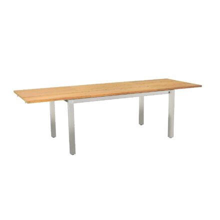 CASA DOMA "Varano" Ausziehtisch 160/260x90 cm, Gestell Edelstahl gebürstet, Tischplatte Teak