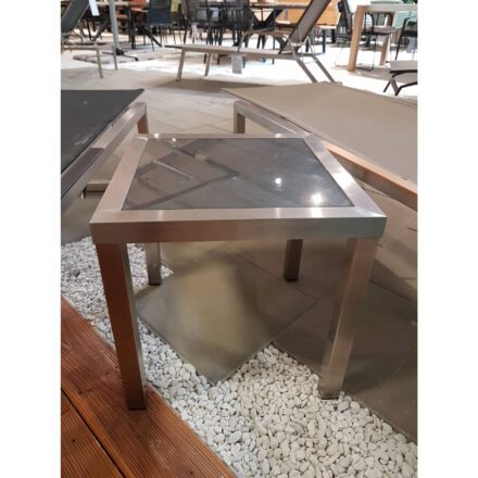 Diamond Garden "Madeira", Beistelltisch, Edelstahl und Textilgewebe schwarz-silber - Ausstellung Lauchringen