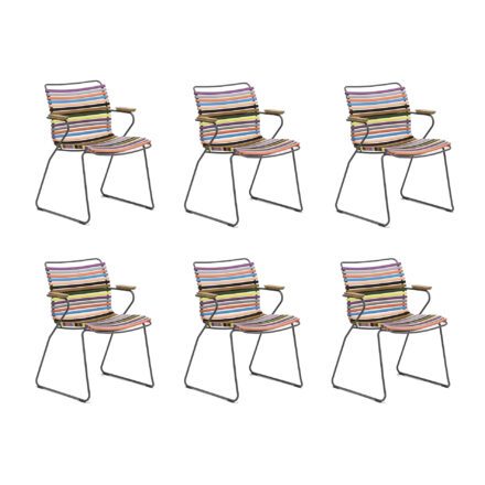 Houe 6er-Set “Click“ Gartenstuhl mit Armlehnen, multicolor 1 – warme Farben