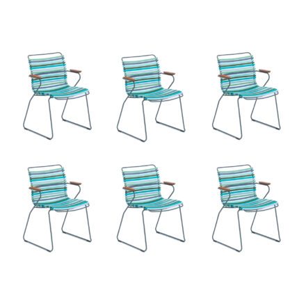 Houe 6er-Set “Click“ Gartenstuhl mit Armlehnen, multicolor 2 – kühle Farben
