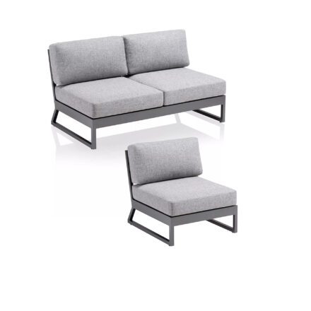 Kettler "Ocean Skid Platform" Loungeset 2-teilig, Alu anthrazit, Bezug Olefin hellgrau meliert