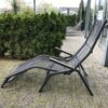 Diamond Garden "Valencia" Relaxliege, Gestell Edelstahl dunkelgrau, Liegefläche Rope grau, Armlehnen Teak