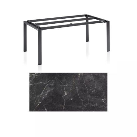 Kettler Float Gartentisch 180x95 cm, Aluminium anthrazit, Tischplatte HPL Marmor grau