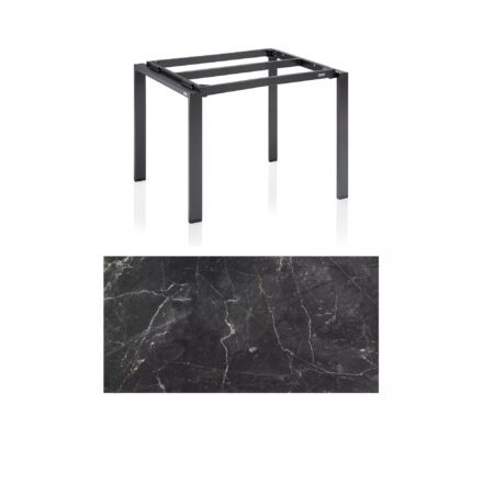 Kettler Float Gartentisch 95x95 cm, Aluminium anthrazit, Tischplatte HPL Marmor grau