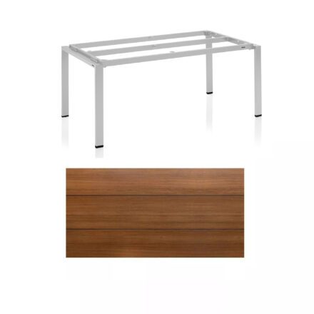 Kettler Float Gartentisch 180x95 cm, Aluminium silber, Tischplatte HPL Teak Optik mit Fräsung